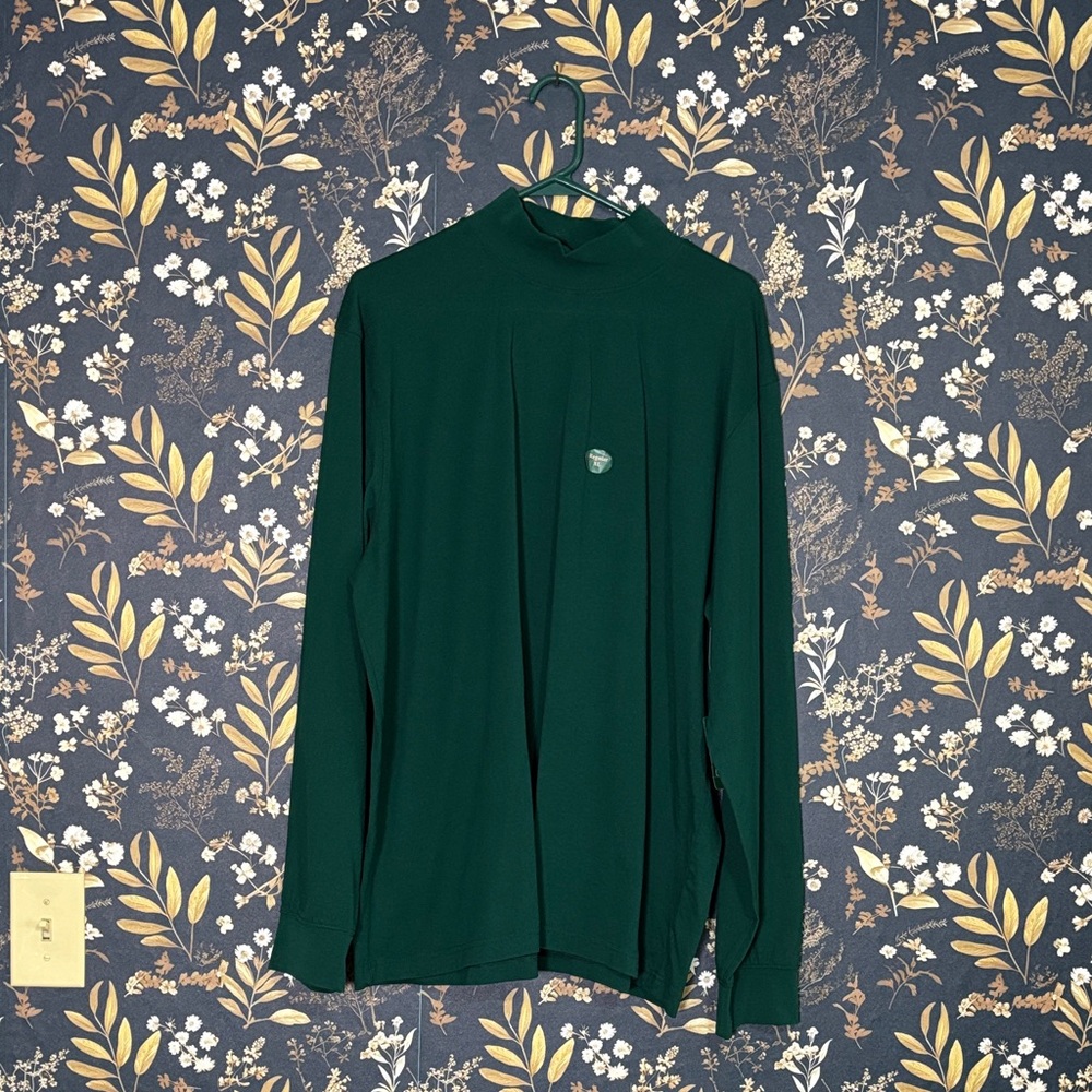 L.L. Bean Moc Neck Forest Green Long Sleeve Tee Shirt Size XL